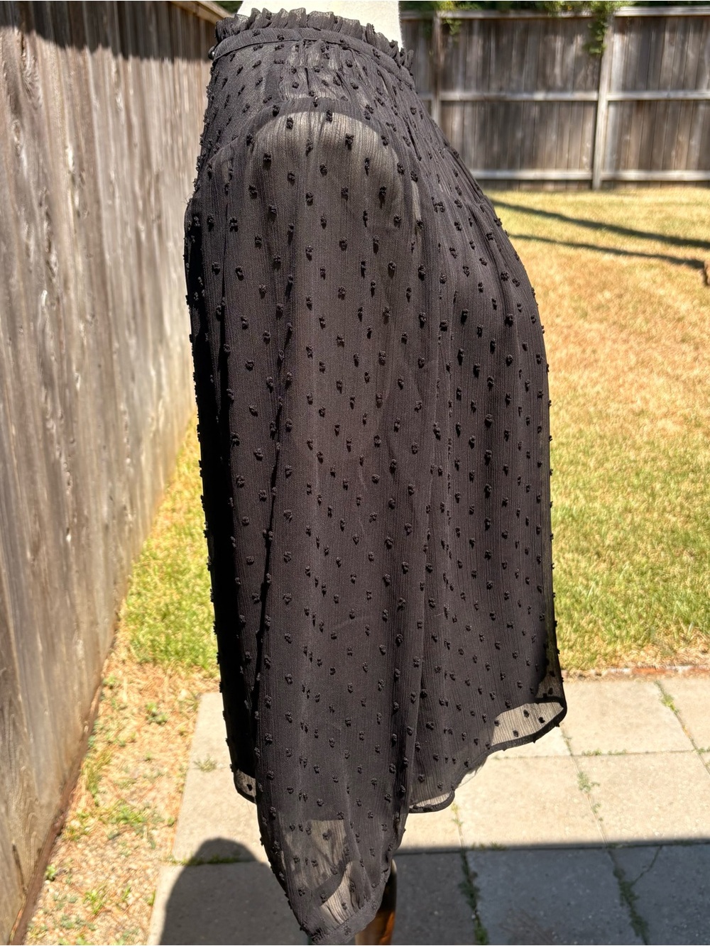 J. Crew Black Sheer Swiss Dot Ruffled Yoke Blouse - Picture 5 of 6